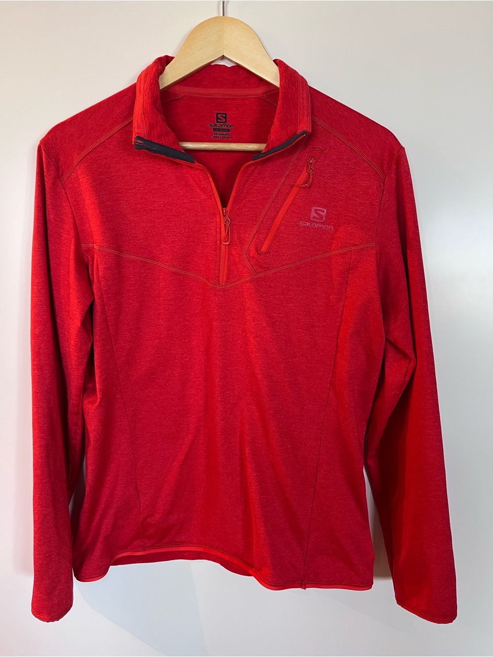 Salomon Womenโs M QuarterโZip Pullover โ Red โข Outdoor Performance